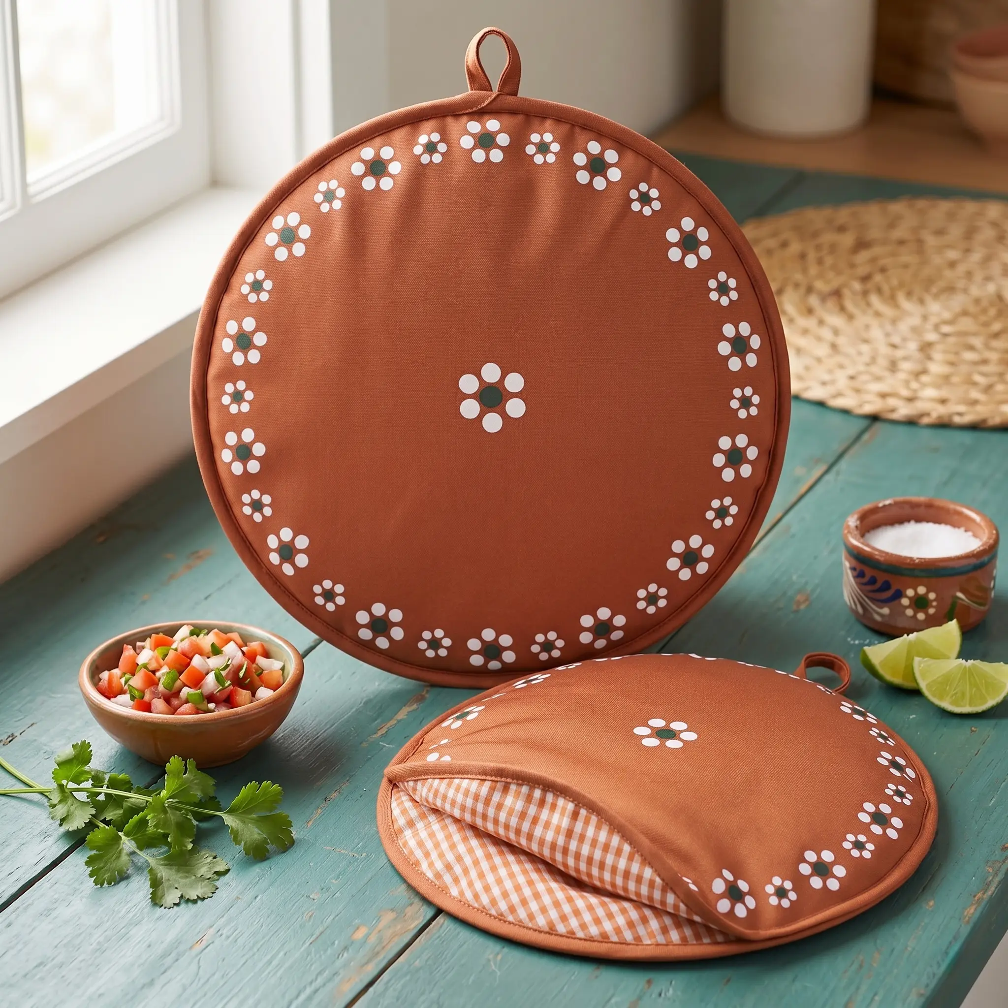 2 Pcs Microwavable Insulated Tortilla Warmer Pouch - Kitchen Utensils, Mexican Kitchenware for 2–12 Tortillas, Tacos, Naan; Fabric Tortillero Taco Holder