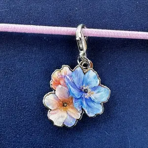 Collage Soup Floral Charm Watercolor Bloom Enamel Clip 18mm with Silver Lobster Clasp Soft Elegance for Journals & Jewelry Limited Availability Spring Bouquet Garden