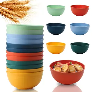 12 Pcs Wheat Straw Cereal Bowls 26 Oz Wheat Straw Bowls Set Reusable Plastic Bowls for Soup Microwave & Dishwasher Safe Soup and Salad Bowls