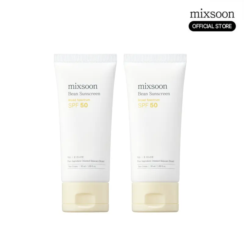 [mixsoon Official Store] Bean Sunscreen Duo SPF50 PA+++ (50ml × 2) | Lightweight Hydrating Korean Sunscreen, No White Cast, Daily UV Defense