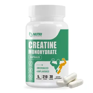 Creatine Monohydrate Capsules, Pure Creatine Pills Micronized for Enhanced Workout and Muscle Growth for Men and Women, 3rd Party Tested, Easy Absorption, Non-GMO, Unflavored - 210 Capsules
