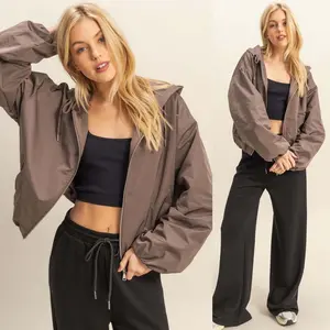 Angela Hooded Zip-Up Jacket | Women's Fall and Winter Fashion | Cocoa Brown Casual Athleisurewear