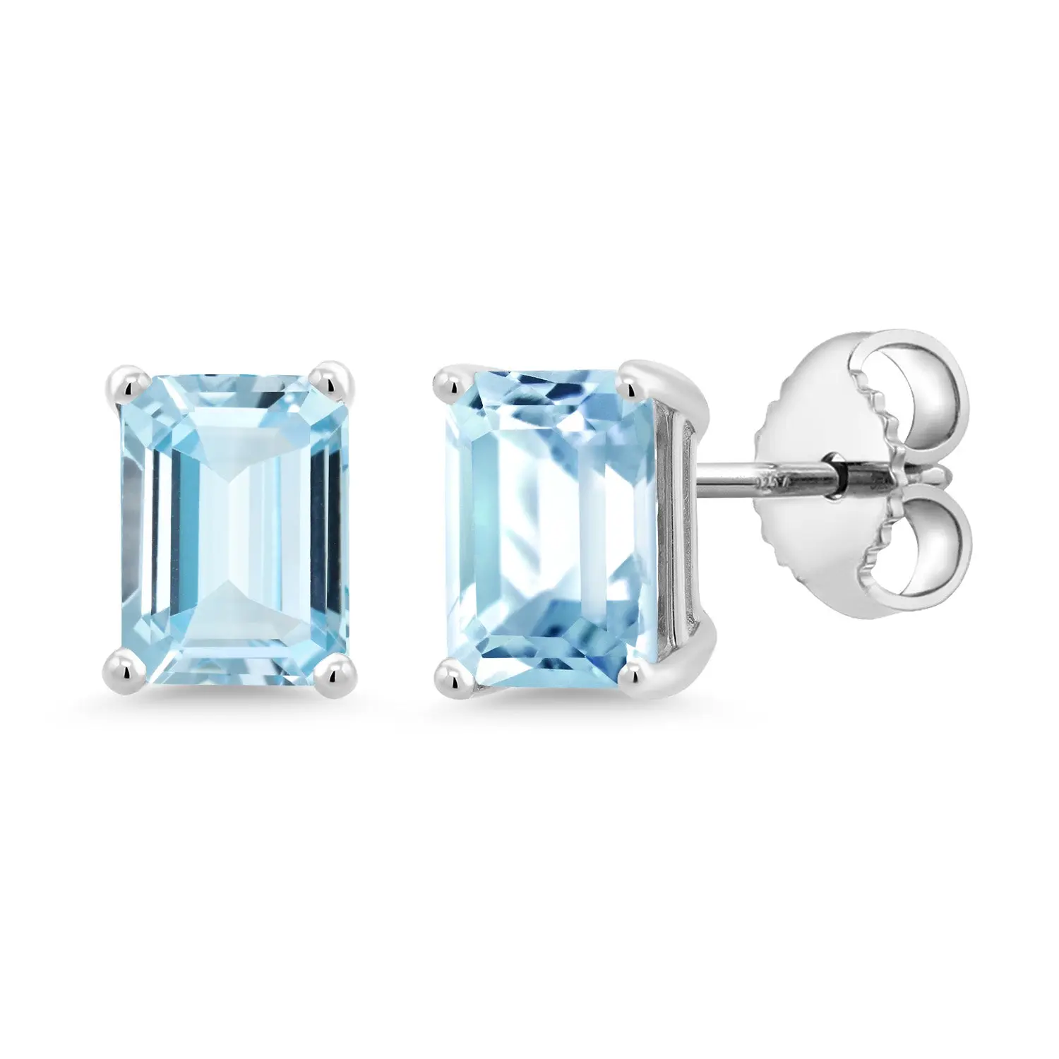 Gem Stone King 7X5MM Emerald Cut Gemstone Stud Earrings for Women Men | 7X5MM Emerald Cut Gemstone Birthstone Stud Earrings for Women Men | Fine Jewelry Gifts for Mom Wife Her