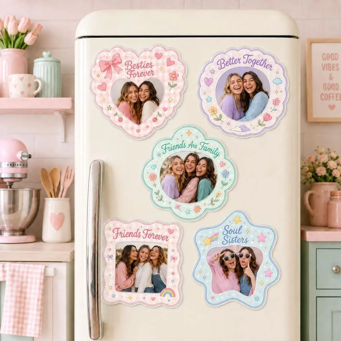 Personalized Best Friend Photo Magnet, Custom Besties Fridge Magnet, Friendship Picture Magnet, Best Friend Gift, Personalized Keepsake
