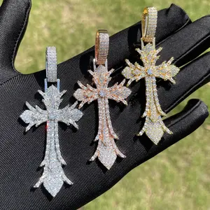 Bubble Letter Hustle Hard Pendant Necklace Men’s Prong Setting Iced Out Hip Hop Jewelry