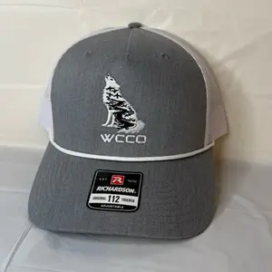 Richardson Original 112 Trucker Adjustable Hat with Wolf Logo Gray & White Mesh Cap