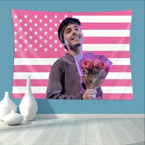 Ivan Music Cornejo Tapestry Flag Poster - Vibrant Pink American Flag Design with Roses, Vertical Wall Art for Dorm, Living Room, Bedroom, Indoor & Outdoor Decoration, No Electricity Needed, American Flag Decor