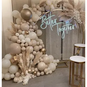 Boho Balloon Garland, 115Pcs Beige Balloons Neutral Balloon Arch Kit With Champagne Balloon White Sand Double Stuffed Balloons For Birthday Party Wedding Bridal Shower Decorations (Beige)