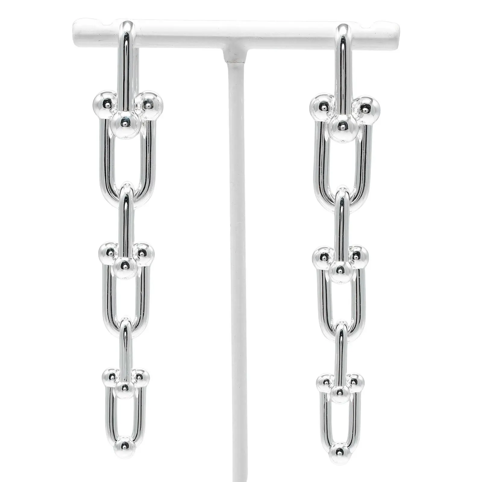 Pre-owned Tiffany & Co. Sterling Silver 925 (Ag925) Small Leather Goods HardWear Graduated Link Silver Earrings