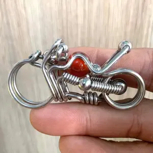 [NEW] Handcrafted Wire Wrapped Harley Motor Keychain, Unique Gift with Colorful Crystal Charm 2