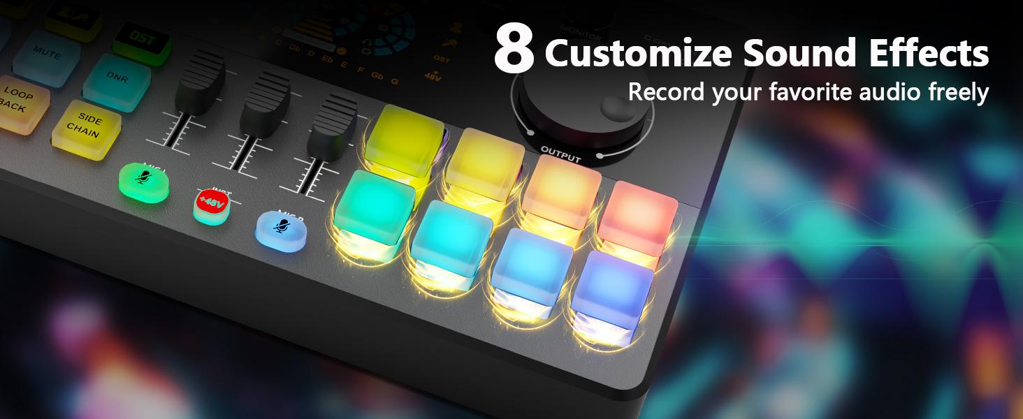 Squarock M100 Complete Set Podcast Equipment Bundle, RGB Audio Interface Mixer with Dynamic XLR/USB Microphone, Desktop Stand, Noise Reduction, Voice Changer, for Vocal Recording, Podcasting, Streaming, Gaming