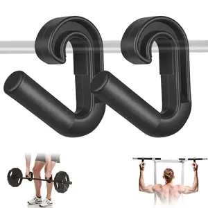 Heavy Duty J-Hook Barbell Handles Non-Slip Pull Up Bar Grips for Strength Training Weightlifting Accessories for Deadlifts Rows & Pull Ups Ergonomic Design Anti-Slip Hooks Durable Nylon