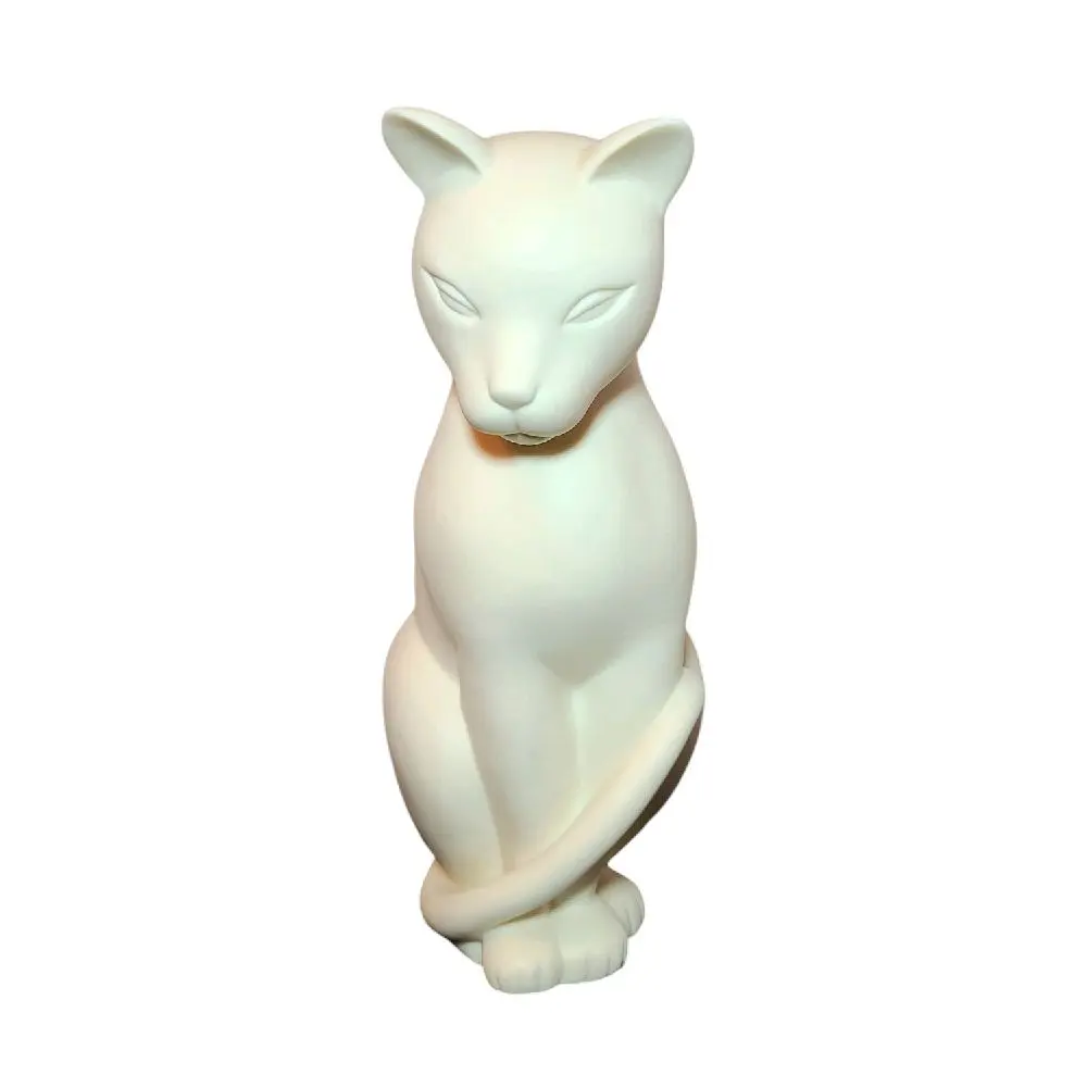 Vintage Crowning Touch White Bisque Porcelain Cat Statue