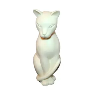 Vintage Crowning Touch White Bisque Porcelain Cat Statue