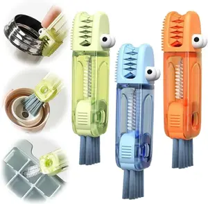 3PCS Mixed Color 3-In-1 Multi-Function Gap Cleaner, Kitchen Cleaning Brush, Portable Cleaning Brush, Suitable For Cups, Baby Bottles, Lids, Thermos, Glasses And Kitchenware Multifunctional Bottle Cup Lid Brush