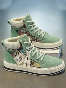 Unisex's Cartoon Bear Print Lace Up Skate Shoes, Casual Comfortable Athletic Sports Shoes for Outdoor Hiking, Fashionable Skate Shoes for Daily Wear