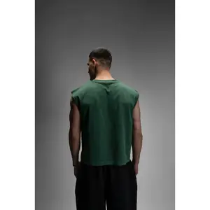 S22 Cropped Sleeveless Shirt Unisex — 220 GSM Organic Cotton - Pine Green