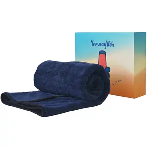 YeewayVeh  Long-Reach Pro Car Drying Towels, 48"x32" Extra Large Super Absorbent Towels, 1200 GSM Twisted Loop, Streak-Free Single-Sided Microfiber for Car Detailing, SUV, Truck (Dark Blue)