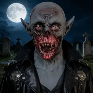 1pc Horror Vampire Latex Mask, Demon Scary Zombie Mask For Halloween, Masquerade Party, Cosplay, Terror Mask couple gifts