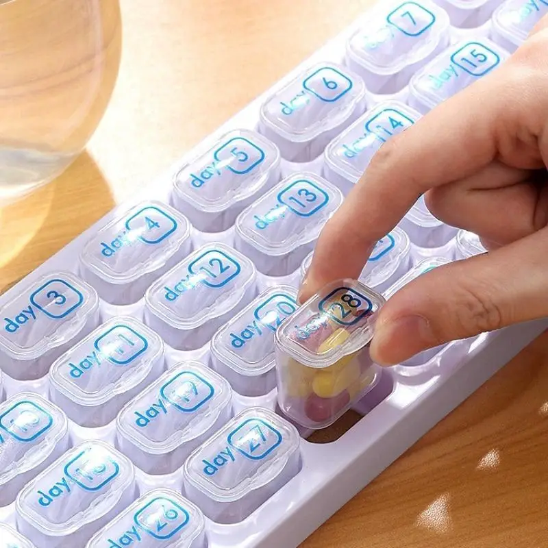 Monthly Pill Organizer, Large Travel Pill Box 31 Day, Daily Pill Case, Pill Holder Container for Vitamin, Medicine, Supplement, Fish Oil, Clear Health