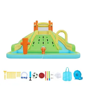 Inflatable Bounce House Water Slide, 13.3ft Bouncer Castle with Climbing Wall & Slides, Splash Pool, for Kids Ages 3-8 Default