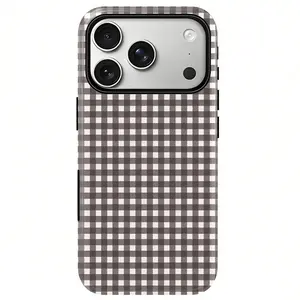 Gingham pattern print phone case, sturdy shockproof 2in1 protective cover, for iPhone 17 16 15 14 13 12 11Pro Max series holiday gift minimalist stylish protective case