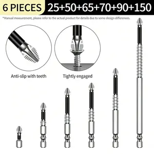 6Pcs Magnetic Phillips Screwdriver Bit Set, Anti-Slip Impact Resistant Drill Bits, K5 Alloy Cross Head Screwdriver Bits with Hex Shank for Electric Screwdriver, DIY & Home Repair