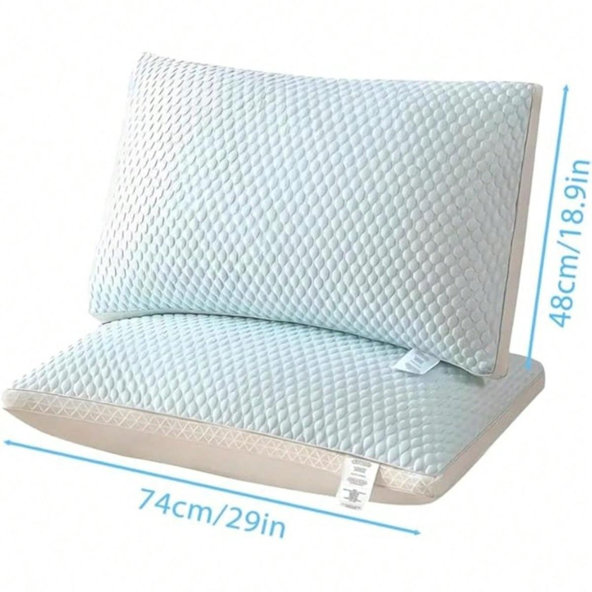 2 Pack Ergonomic Cervical Support Pillows For Bedroom Use, Soft Breathable Long-Lasting Shape Sleep Pillows, Comfortable For Side, Back And Belly Sleepers At Home