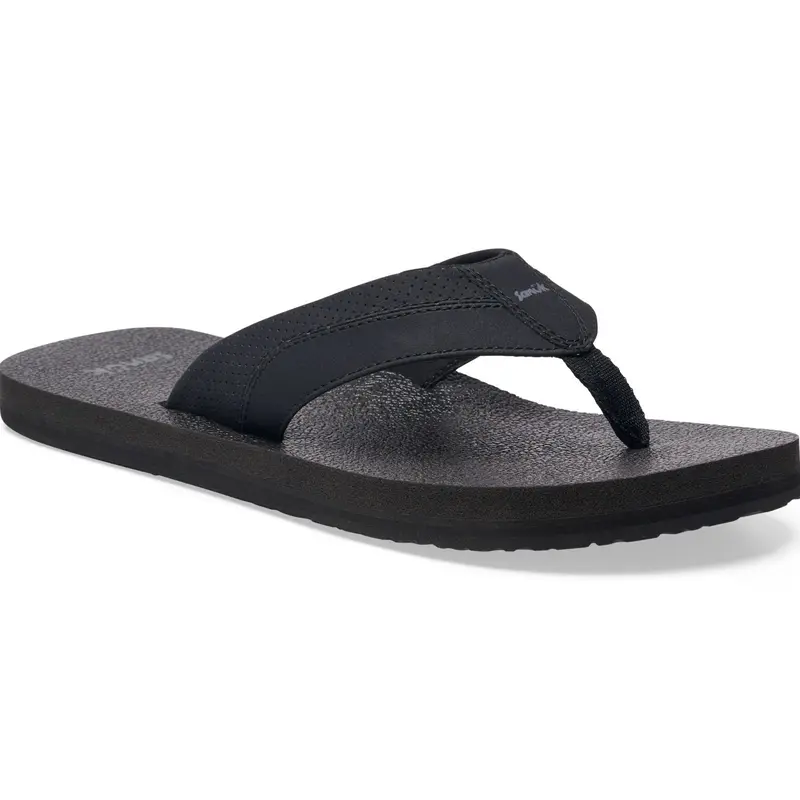 Sanuk Beer Cozy IV - Men's Athletic Open Toe Slip On Flip Flops with Footbeds, Flat Bottom Sandals