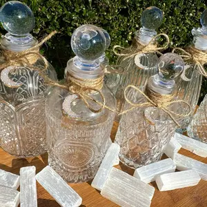 Moon Water Bottles with Free Selenite Stick Sturdy Glass Lid Reusable