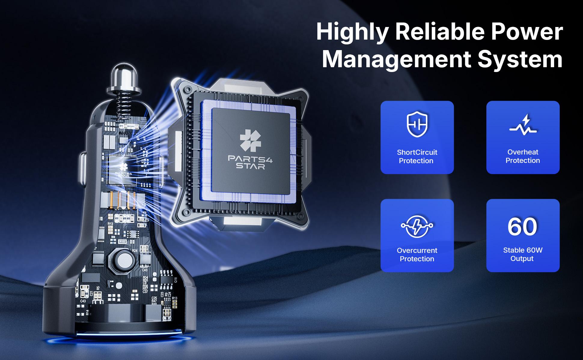 Starlink Mini Car Adapter 12V/24V to 30V DC Step-Up Converter, 30W USB-C Car Charger with Blue Indicator Light, Starlink Mini Accessories