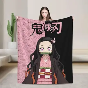 Cartoon Blanket Anime Demon Slayer Nezuko Kamado Blanket Soft Throw Blanket Micro Flannel Fuzzy Blankets Thin Bed Couch Decor Adult Nap Bedroom Car All Season Birthday Gifts