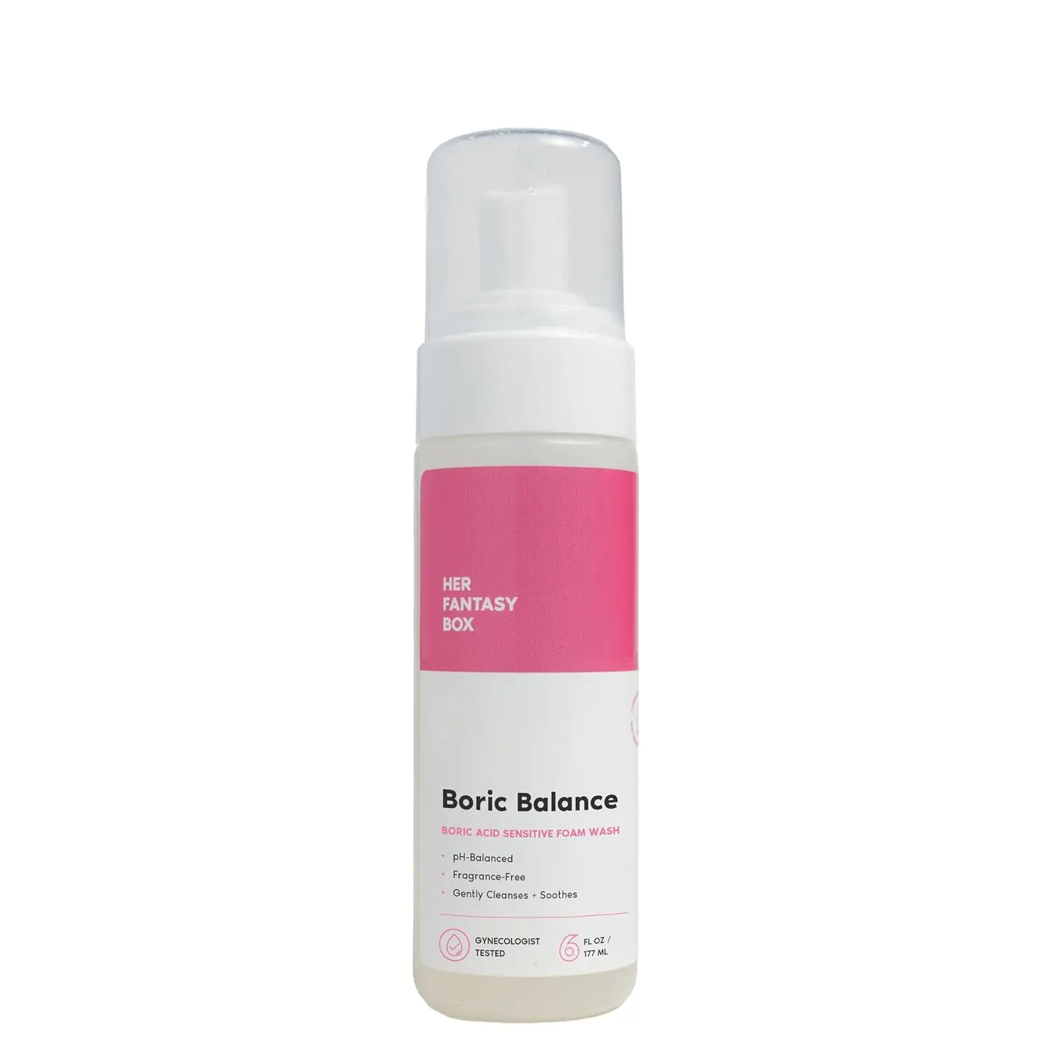 Her Fantasy Box | Boric Balance Yoni Foam Wash - Naturally Safe, pH-Balancing, Gentle Cleansing Formula for Daily Care, Odor Control, and Feminine Hygiene, 6 oz