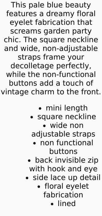 Davida Mini Dress - Pale Blue Broderie