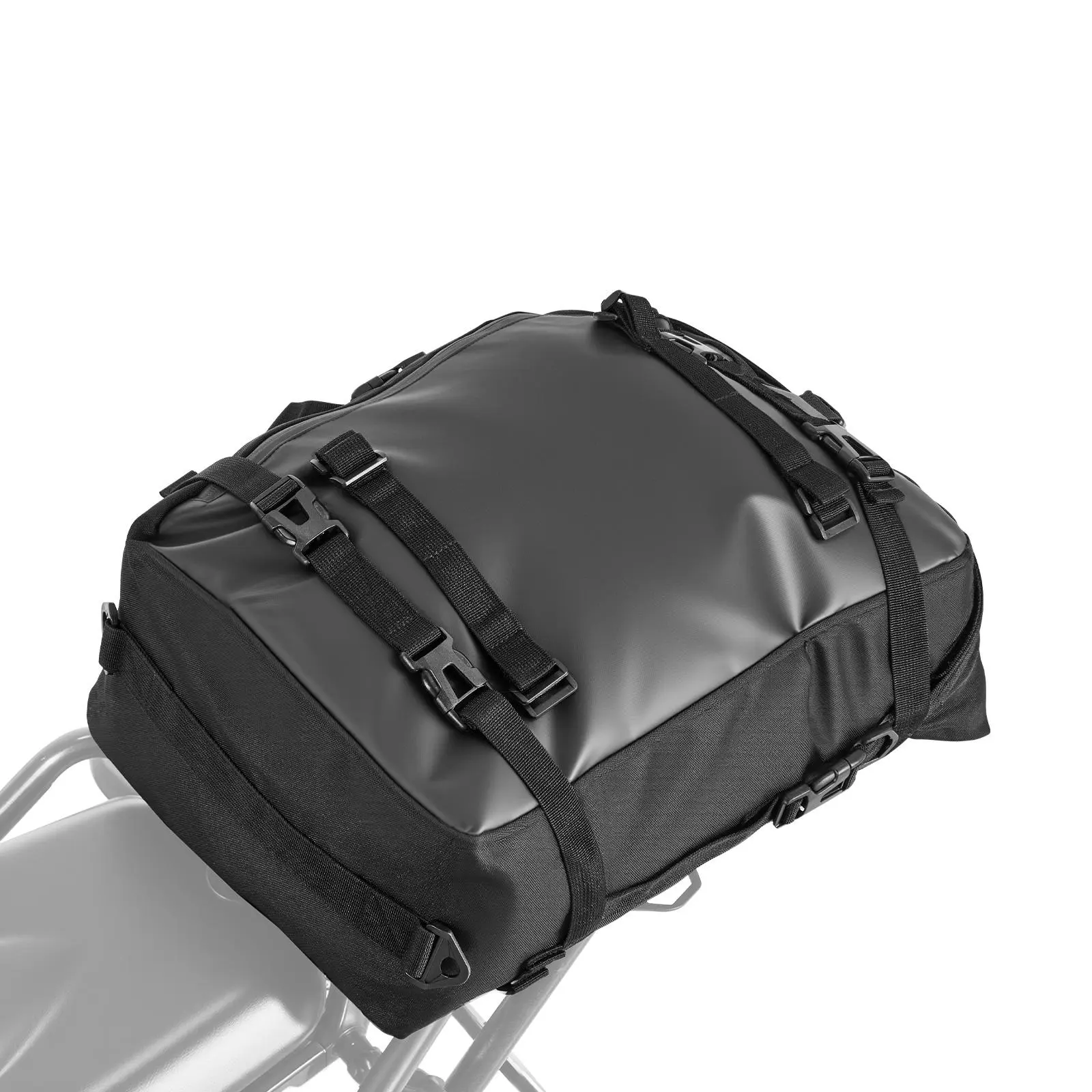 VEVOR 30L Durable & Waterproof Motorcycle Tail Bag, Quick-Install Buckles, Universal Fit Rear Rack Storage, Rain Cover, Shoulder Straps, Fits 15-inch Laptop (17.7x11.8x7.9in), Black Luggage for Daily Commuting#BackToSchool