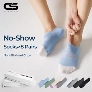 CS No Show Socks Non Slip 8 Pairs for Women Men Casual Comfort Low Cut Invisible Socks