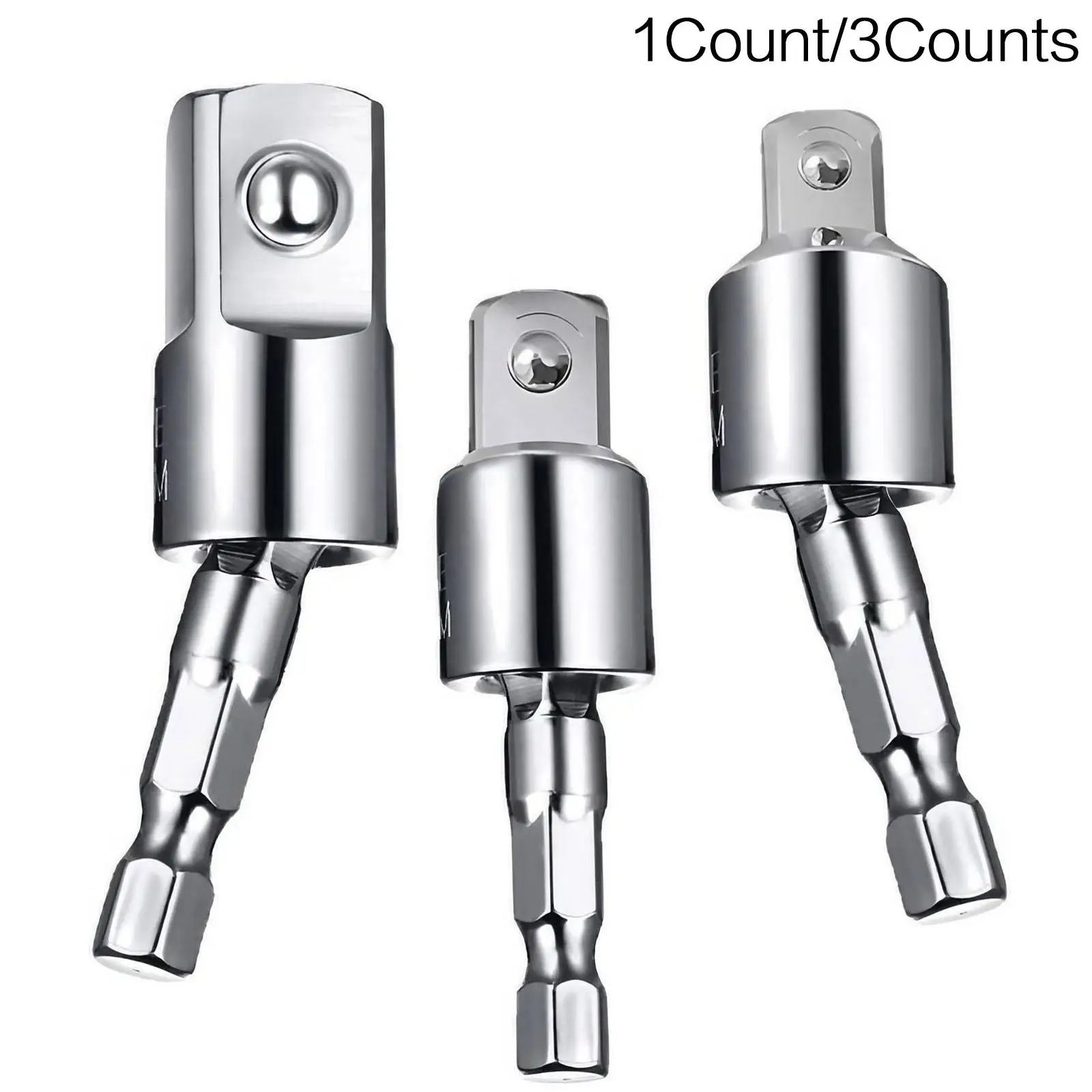 Electric Drill Socket Adapter Set, 360° Rotatable Universal Joint Rotating Socket Set, 1/4'' 3/8'' 1/2'' Socket Drive Adapter for Narrow Workplace, He