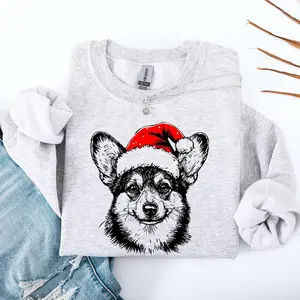 Corgi, Santa, Dog, Christmas, Dog Lover, Pet Sweatshirt, Crew Neck, Women's, Crewneck