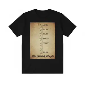 Mother's Day T-shirt Still Growing With You Vintage Growth Chart Graphic Tee Sentimental Family Gift Short Sleeve Casual Cotton Top