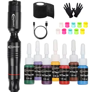 Fluorescent Neon Tattoo Ink Kit, 8pcs 5ML UV Reactive Blacklight Pigments with Natural Plant Extracts, Acid Greens & Bold Colors for Body Art Tattoo Designs, Safe for All Skin Types Cosmetic Use Eyeliner pen