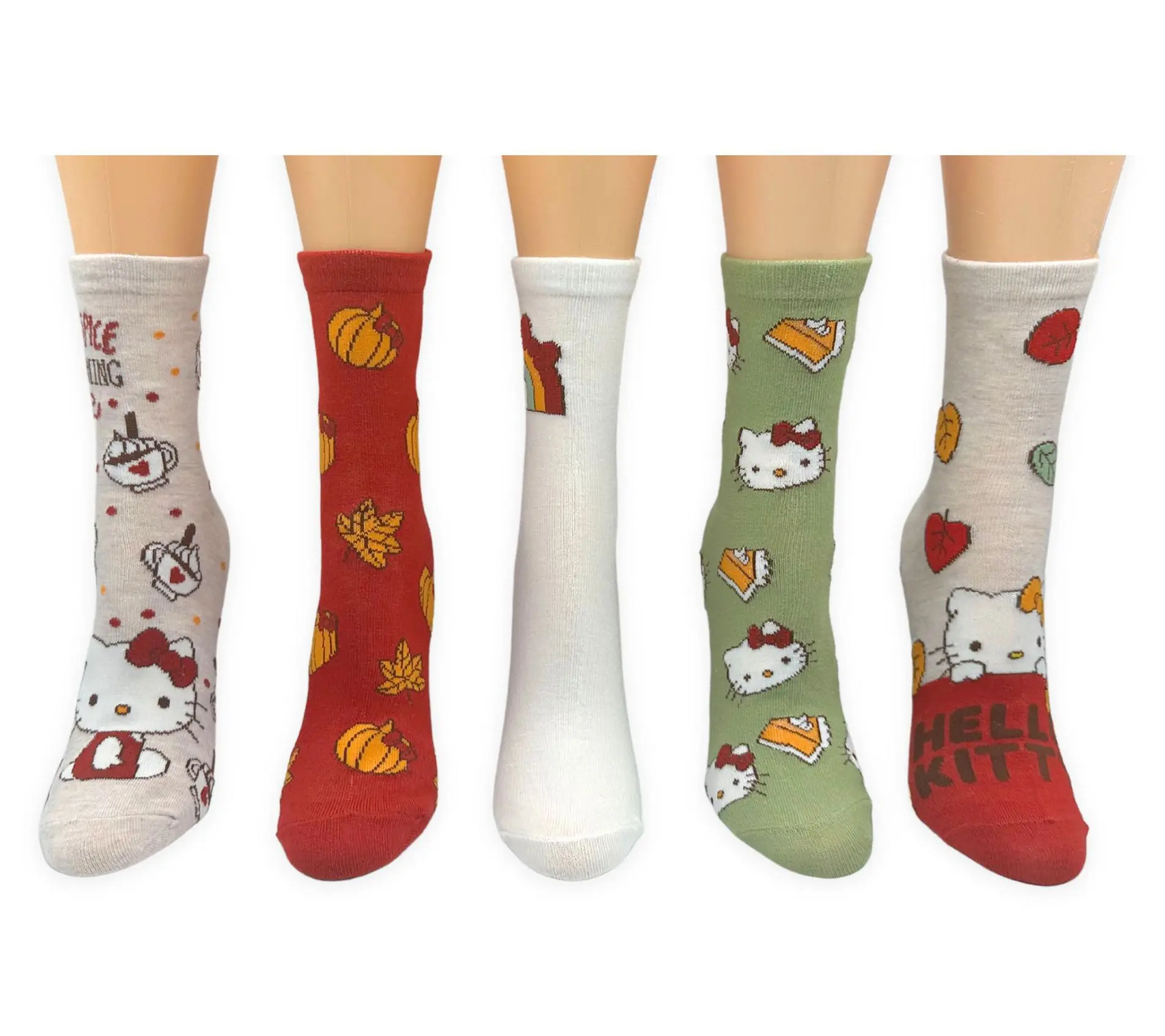Ladies' Set of 5 Hooray for Harvest! CharacterCapri Socks
