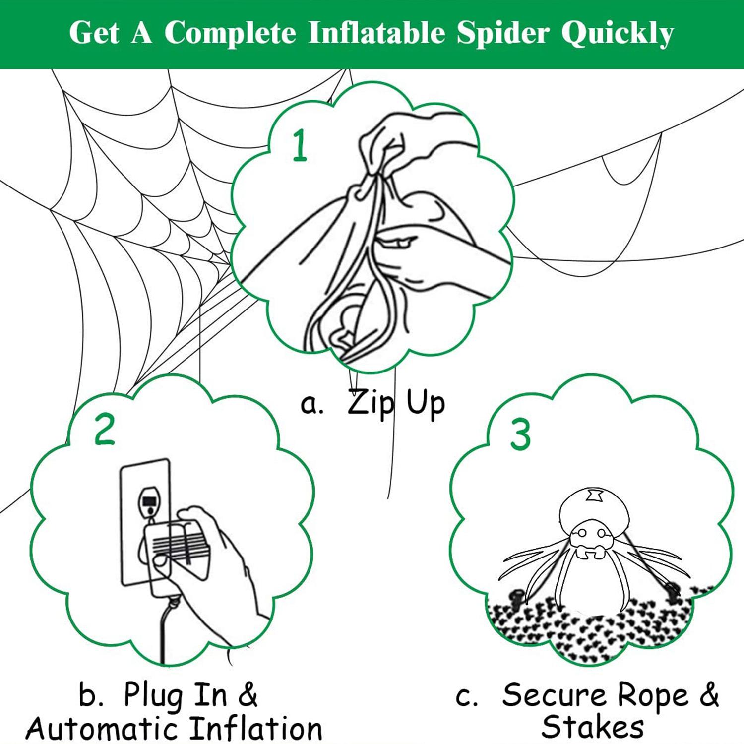 7.2 FT Width Halloween Inflatable Spider Outdoor Decoration with Built-in LED Lights, Spider Blow Up Yard Inflatables for Outdoor Lawn Garden Yard and Holiday Decor