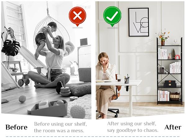 5 Tiers Bookshelf, Classical Modern Book Shelf, Tall Display Shelves in Living Room/Home/Office, Storage Organizer for CDs/Books/Movies