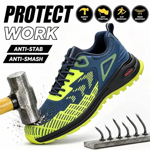 SKOKOD Lightweight Steel Toe Shoes for Men Fashion Casual Work Safety Shoes Sneakers Construction Industrial Comfortable, Footwear