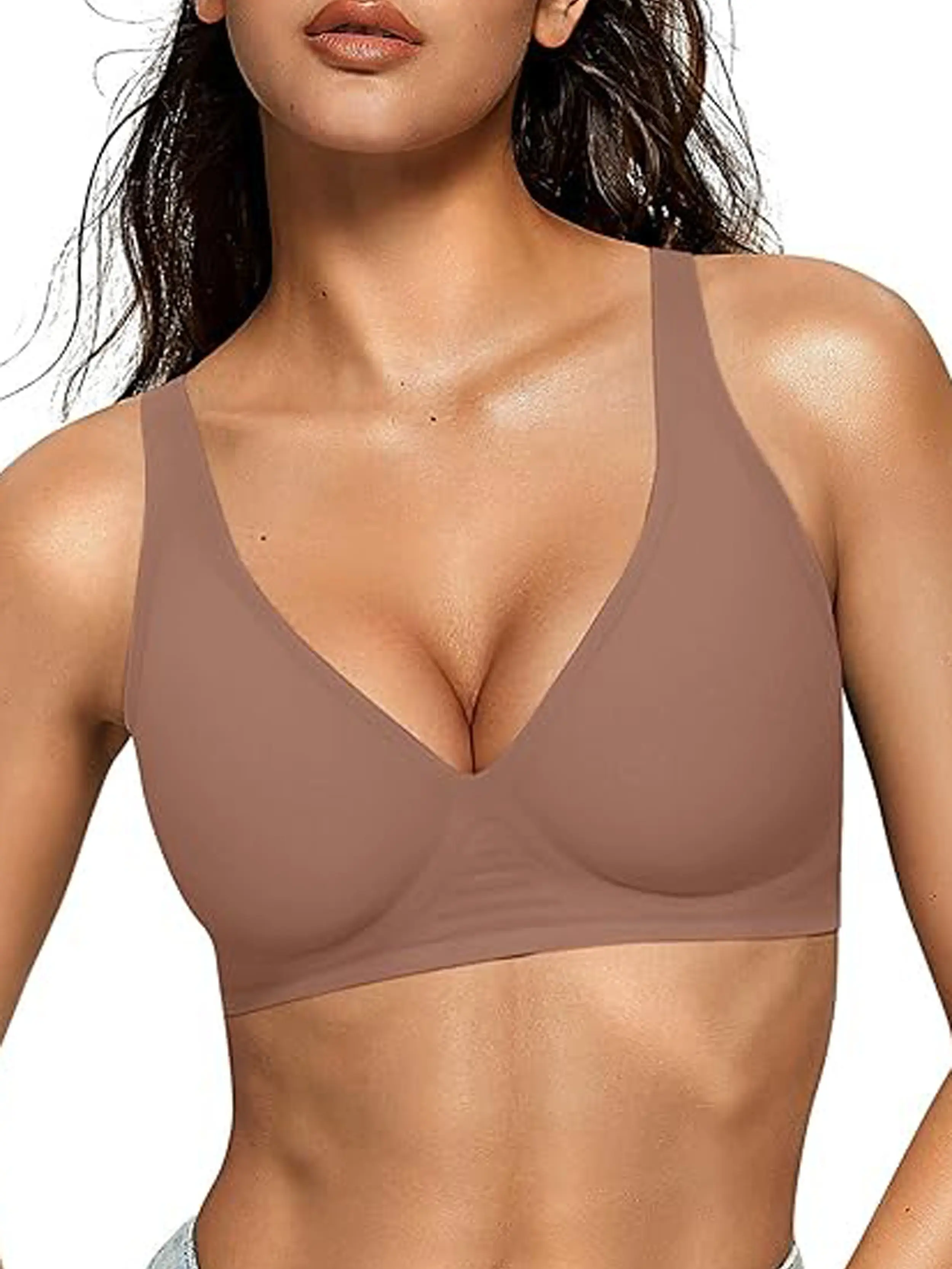 XCVIA Womens Seamless Bra No Underwire Comfort Push Up Bras Buttery Soft Wireless Bralette Full Coverage Sport Everyday Bra Wire-Free Jelly