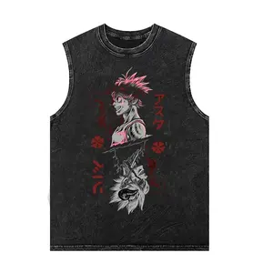 Men's Tank Tops Anime Gojo Jujutsu Man Sleeveless Shirt Summer New Women's Oversized Vintage Washed Vest Gym T Shirt Y2k Clothes