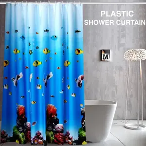 1pc Underwater World Theme Print Shower Curtain, Coral Bath Curtain Liner with Metal Grommets, Durable Bathroom Curtain for Hotels Dorms Apartments Bathroom Accessories