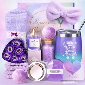 Birthday Gifts for Women, Relaxing Self Care Gifts for Women, Purple Lavender  Gift Baskets Birthday Gift Boxes for Women Mom Wife Girlfriend Sister Her