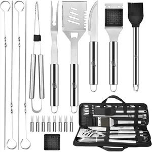 Grilling Accessories, Mens Valentines Day Gifts for Him, Heavy Duty Stainless Steel Grill Set BBQ Grill Accessories for Outdoor Grill with Storage Case and Apron, Best Gifts for Men Dad