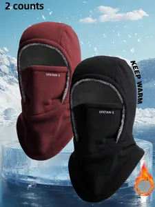 2pcs Winter Warm One Piece Hat, Balaclava Hat, Ski Masks, Neck Mask Ear Protection One Piece, Style Fits Face, Thick Material,No Air Leakage, Suitable for Winter Cycling, Running, Skiing, Fishing, Outdoor Sports and Work, Unisex
